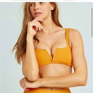 nwot lspace lee lee pointelle bikini top in mandarin